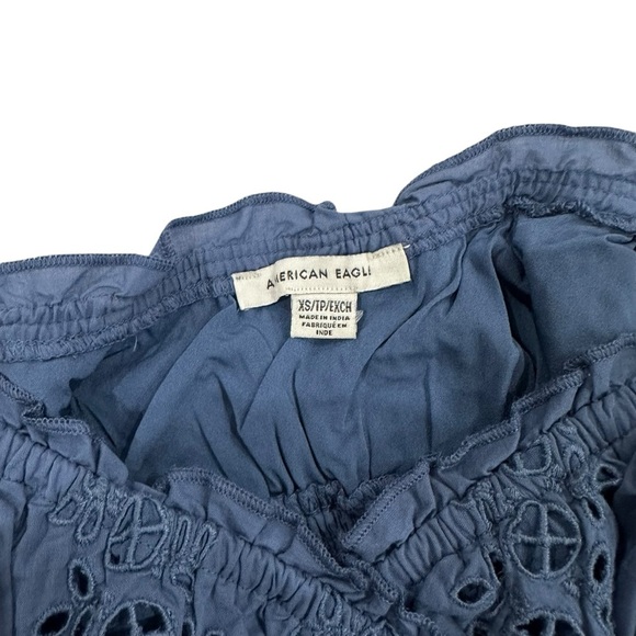 American Eagle Outfitters Blue Ruffled Crop Tank Top - Picture 5 of 7